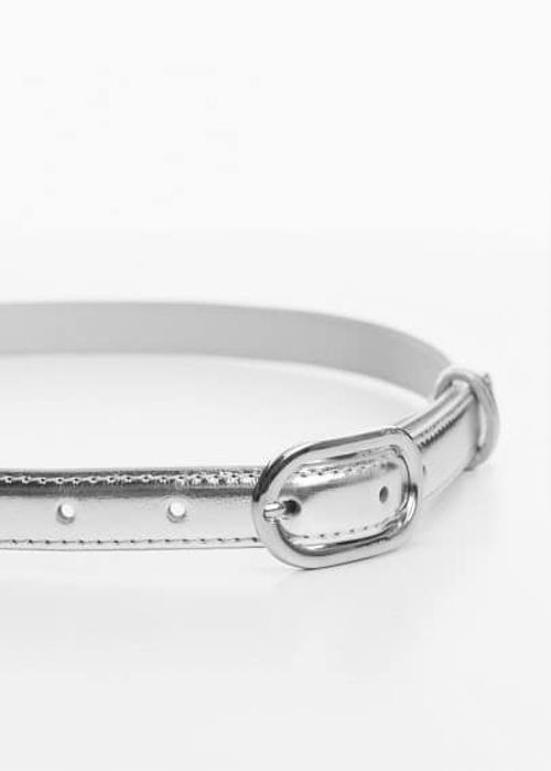 Oval buckle belt silver -...