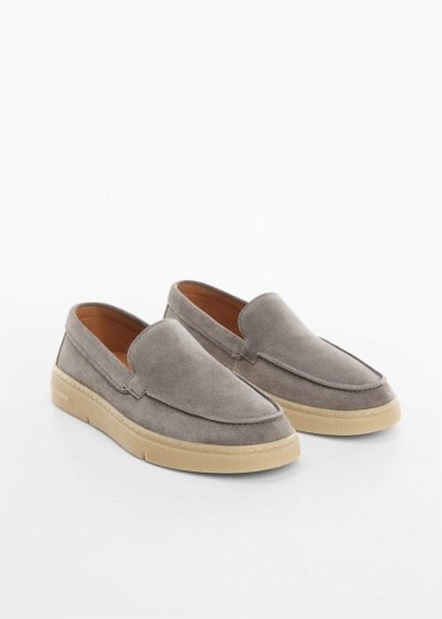 Split leather shoes grey -...