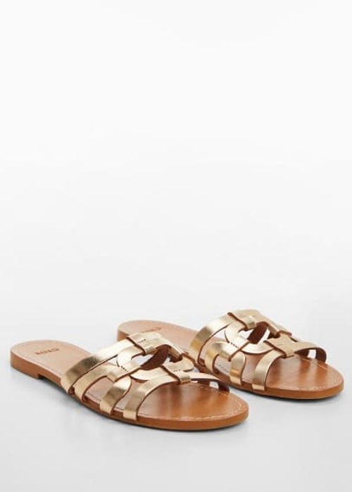 Leather straps sandals gold -...