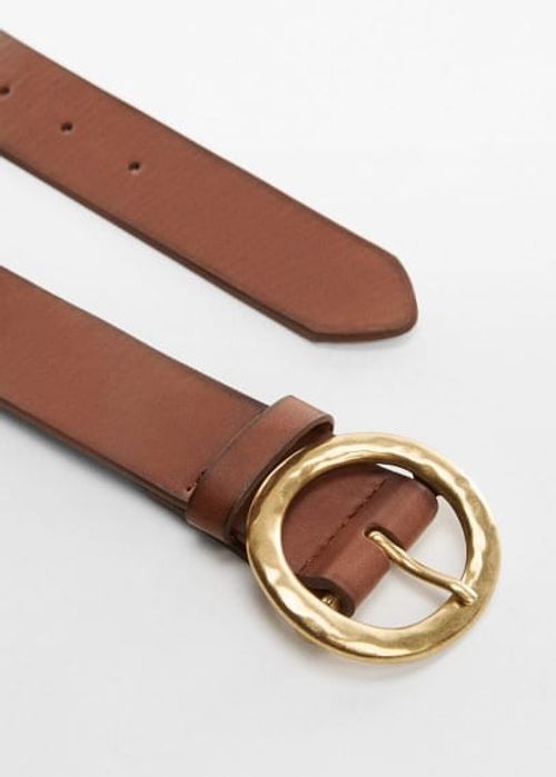 Rounded buckle belt brown -...