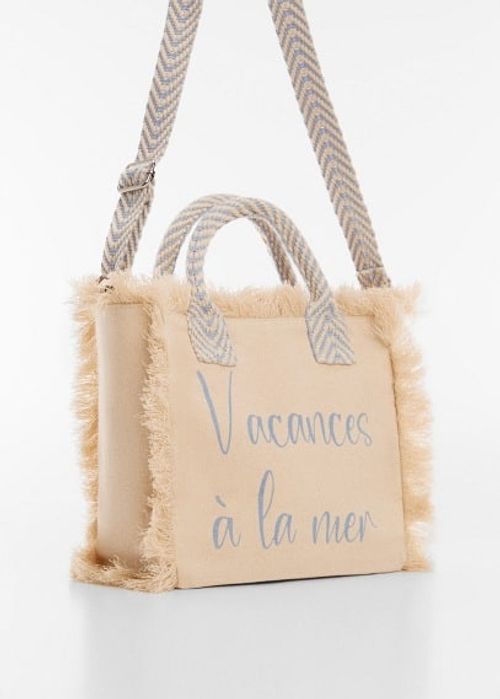 Fringed shopper bag sand -...