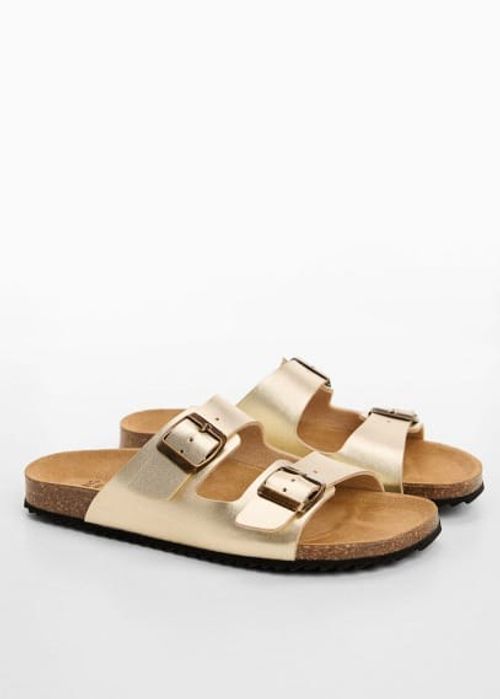 Metallic buckle sandal gold -...