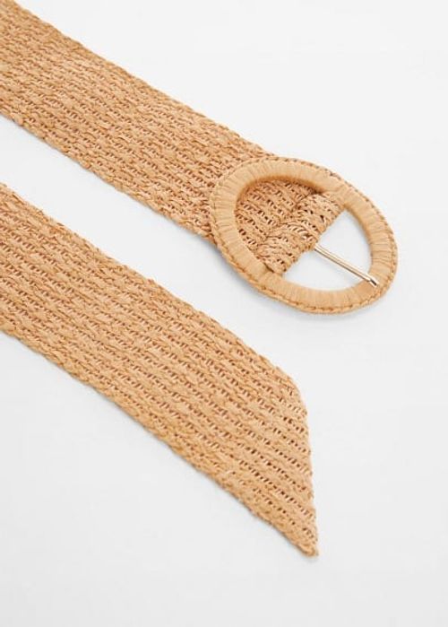 Raffia buckle belt beige -...