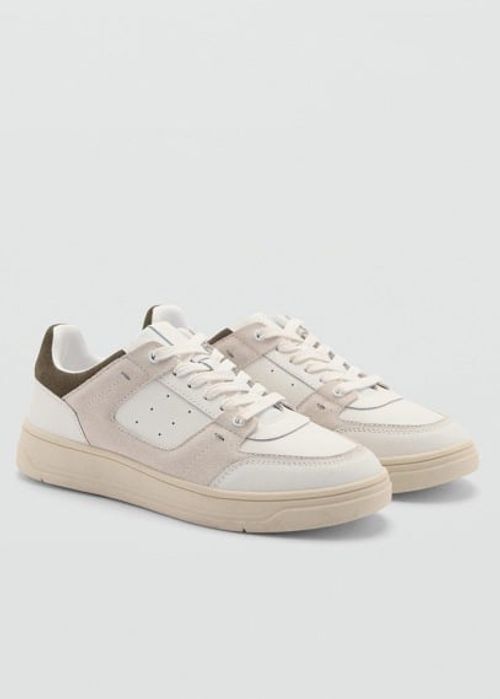 Leather mixed sneakers white...