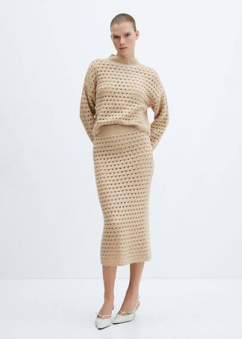 Knitted sweater with openwork...