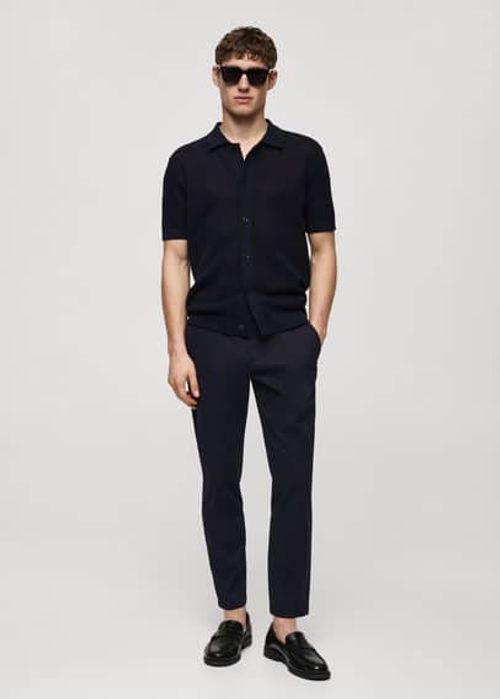 Cotton tapered crop pants dark navy - Man - 34 - MANGO MAN | £45.99 ...