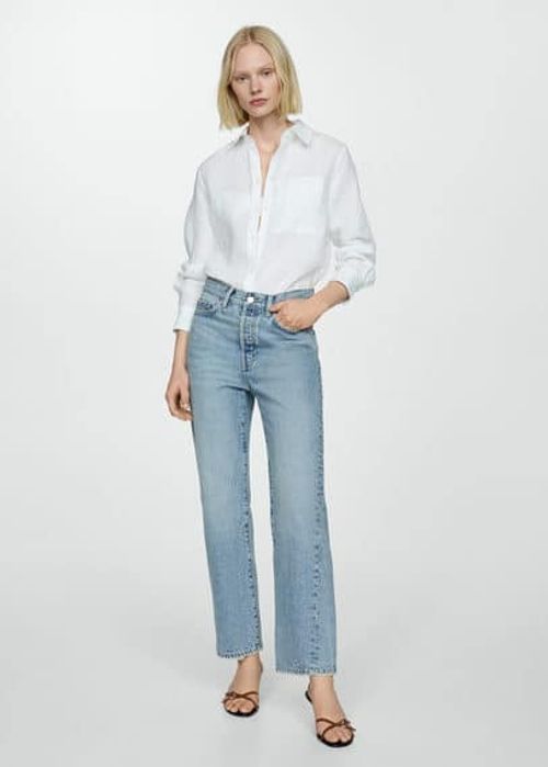 Straight jeans with forward...