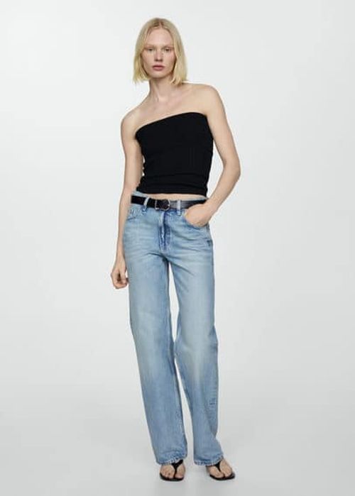 Mid-rise straight jeans light...