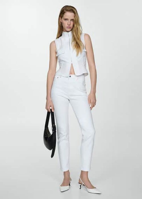 Slim cropped jeans white -...