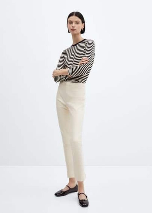 Crop skinny trousers ecru -...