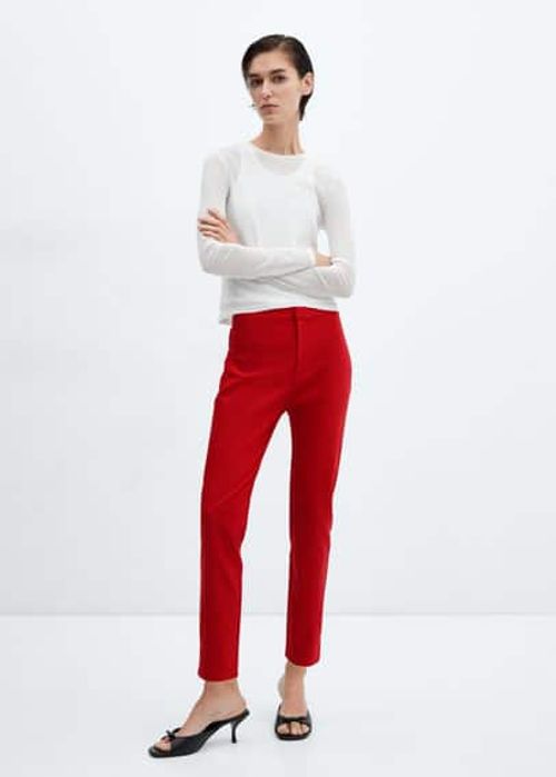 Crop skinny trousers red -...