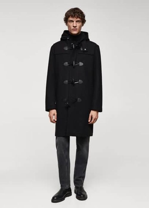 Wool hooded coat black - Man...