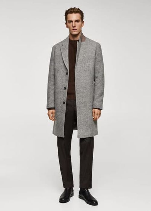 Herringbone pattern wool coat...