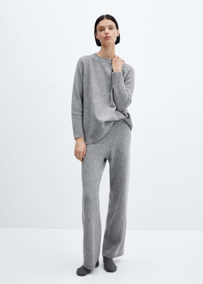 MAMA Knitted trousers - Light grey marl - Ladies | H&M