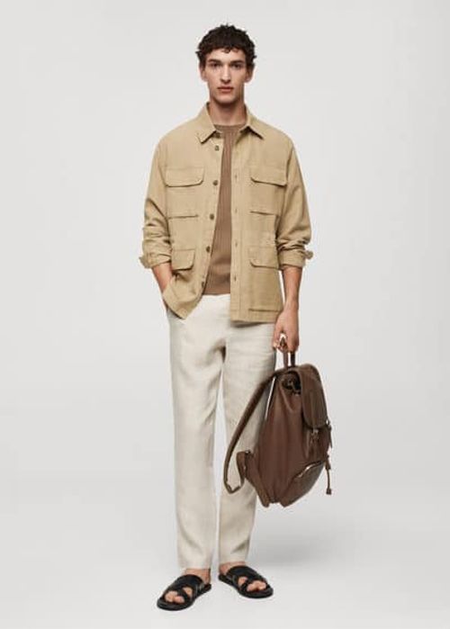 Pocket linen-blend jacket...