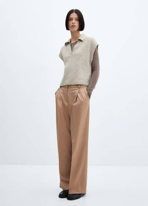 Chalk-stripe trousers beige -...