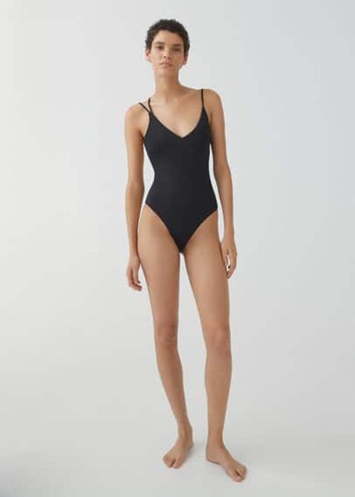 V-neck swimsuit black - Woman...