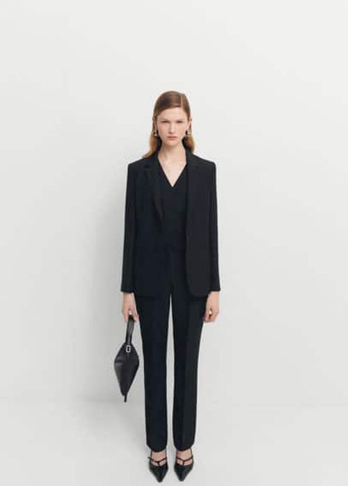 Wool suit trousers black -...