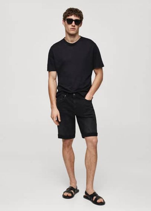 Slim-fit denim bermuda shorts...