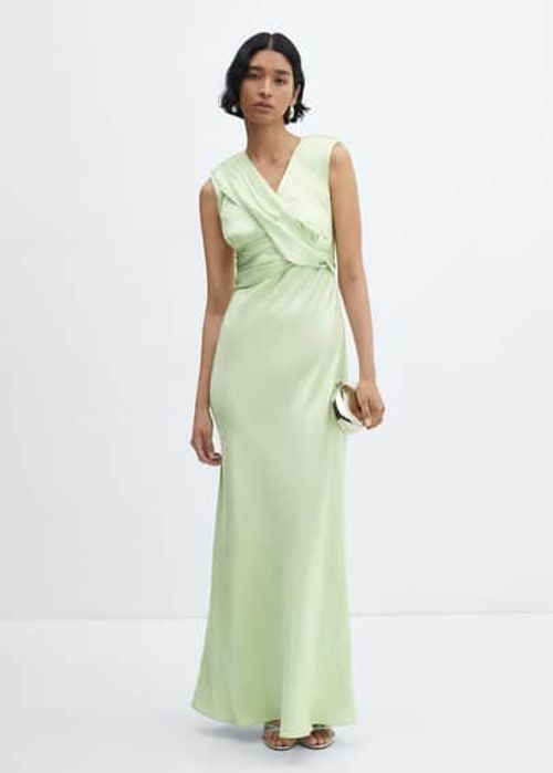 Wrapped satin dress green -...