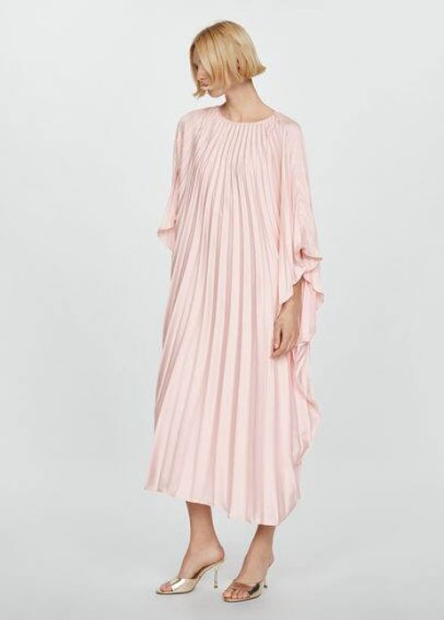 Pleated satin dress pink -...