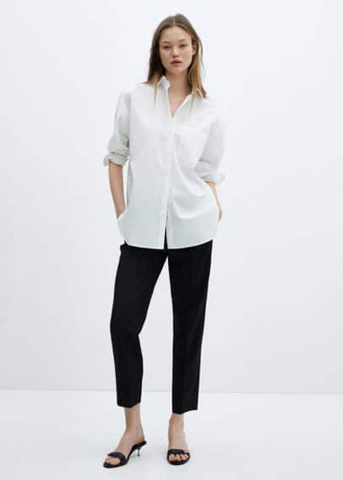 Pocket oversize shirt white -...