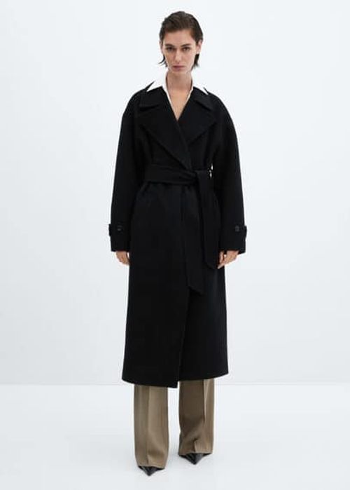 Woollen coat with belt black...