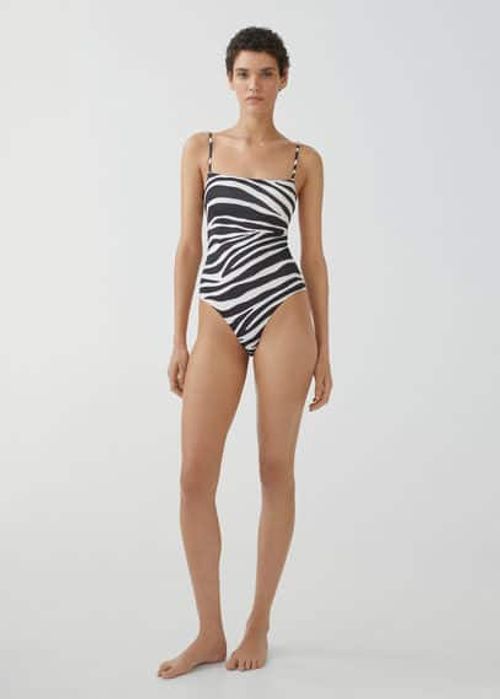 Animal print swimsuit black -...