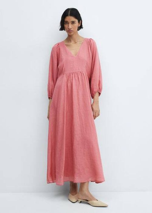 Ramie puff sleeve dress...