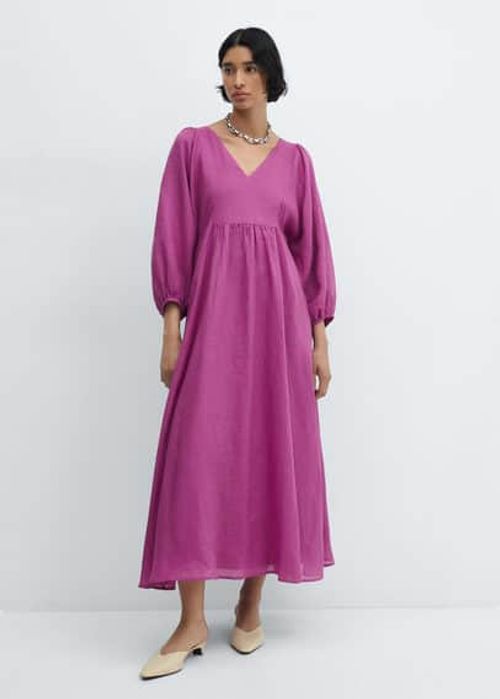 Ramie puff sleeve dress...