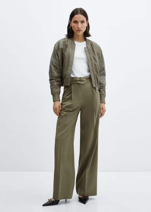 Wideleg trousers with belt...