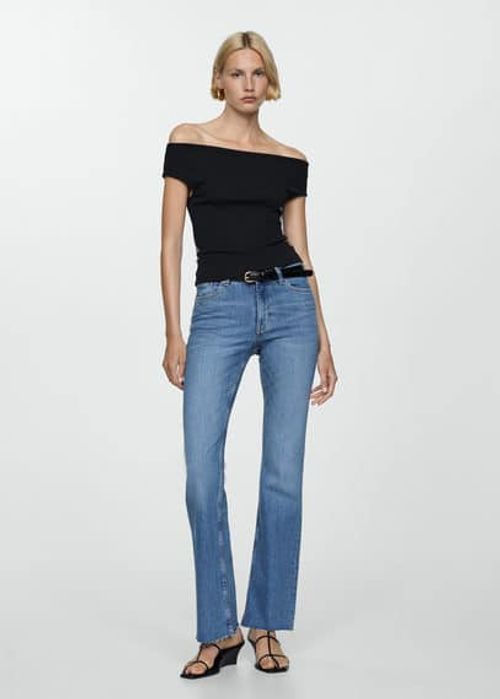 Medium-rise flared jeans...