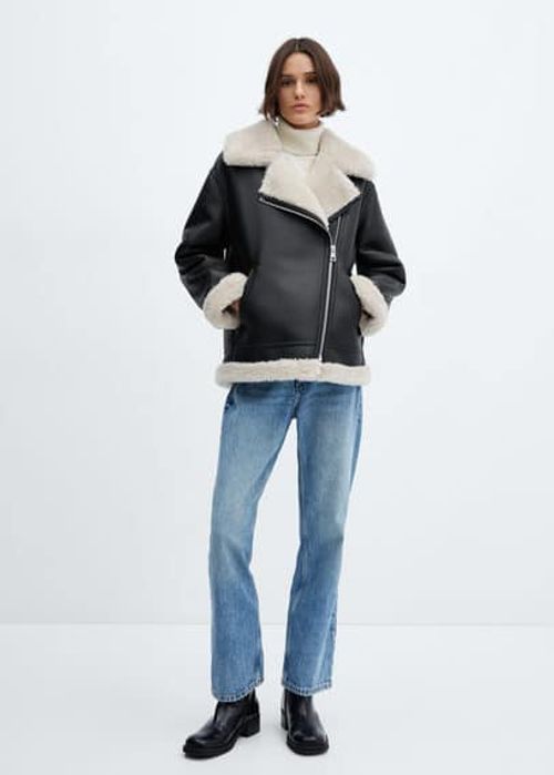 Faux shearling-lined jacket...