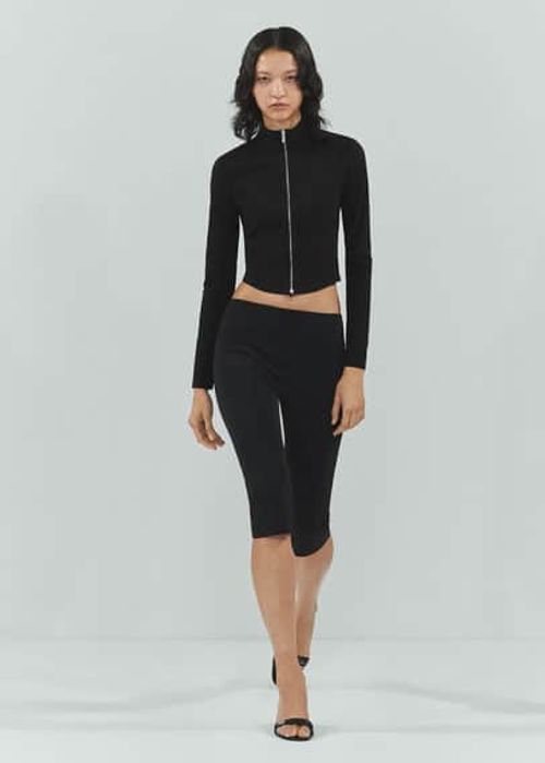 Cropped jacket with zip black...