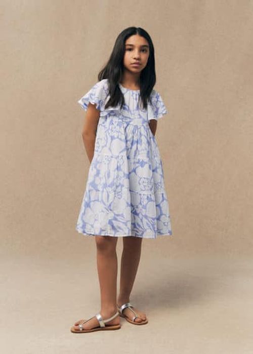 Printed cotton dress blue -...