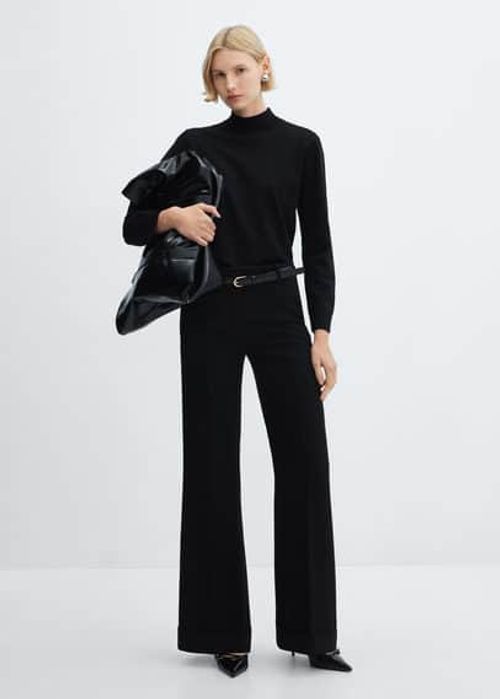 Mid-rise flare trousers black...