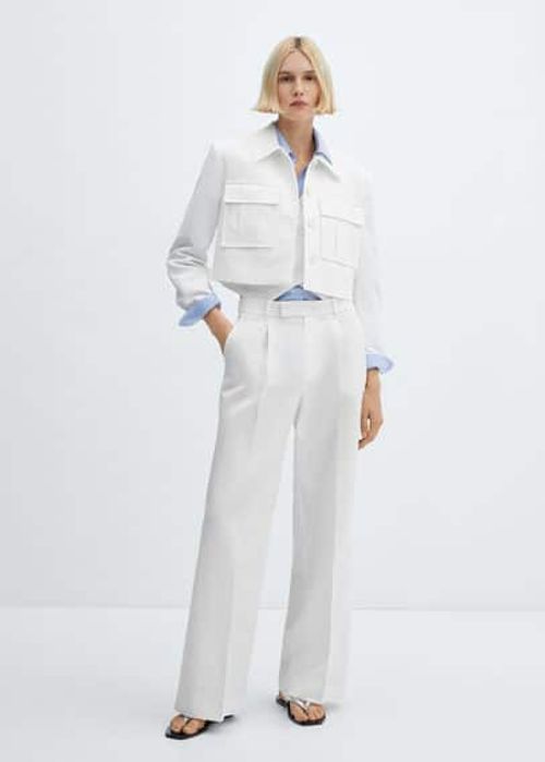 Pleated suit trousers white -...