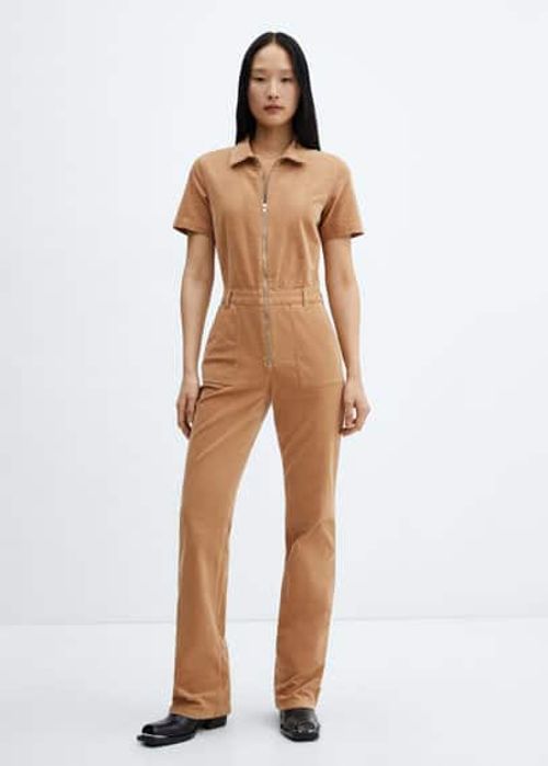 Corduroy jumpsuit with zip...