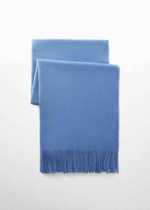 Fringed edge scarf blue -...