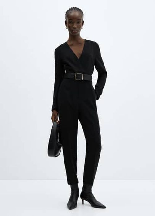 Belt wrap jumpsuit black -...