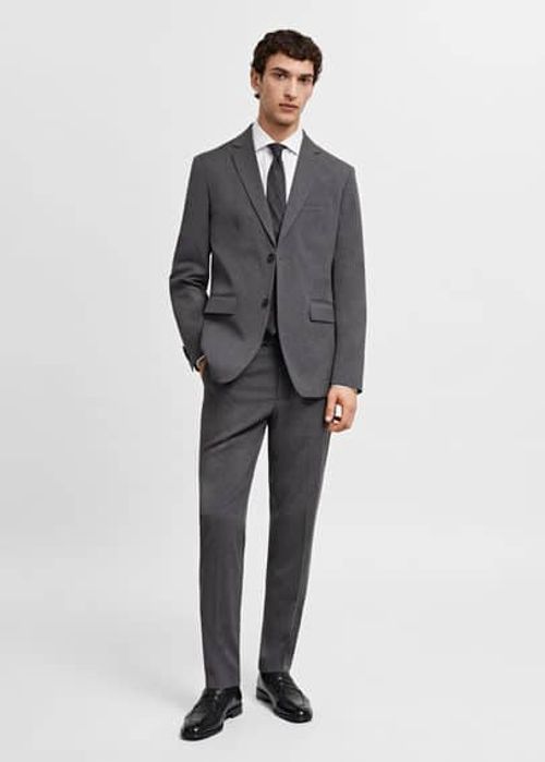 Slim-fit textured cotton suit...