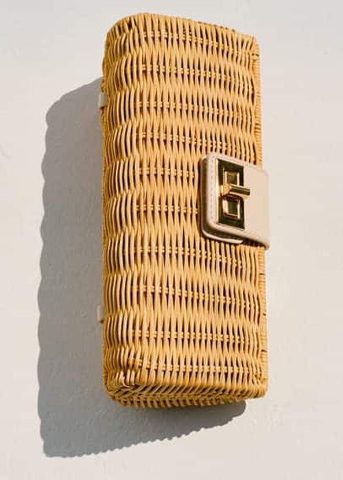 Rattan clutch bag ecru -...