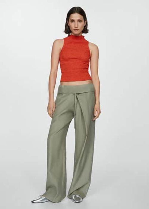 Ruched-texture top coral red...