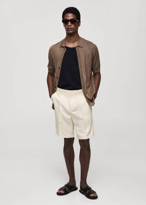 Linen-blend bermuda shorts...