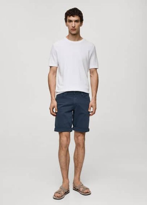 Slim-fit denim bermuda shorts...