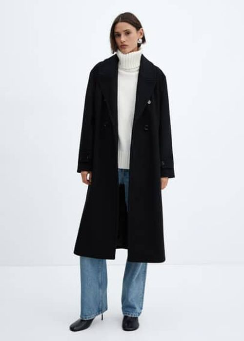 Oversize wool coat black -...