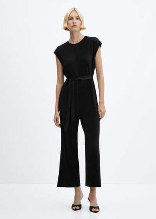 Pleated jumpsuit with bow...