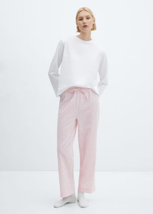 MANGO Straight Striped Jeans in Pink