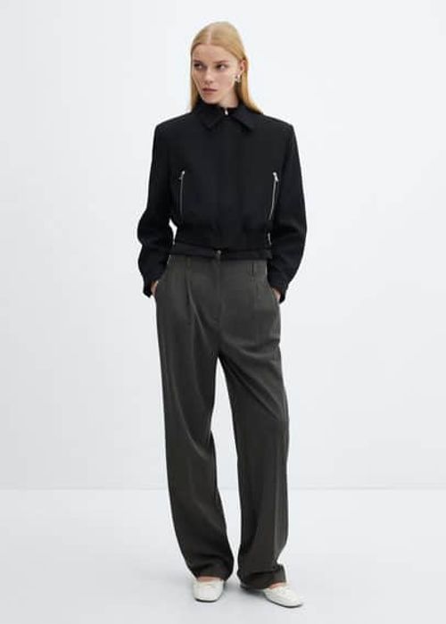 Wideleg pleated trousers grey...