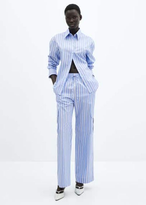 Striped cotton cargo trousers...